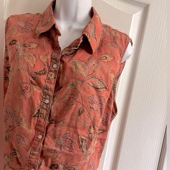 Vintage Paisley print Jones New York 100% Linen blouse - Picture 2 of 9